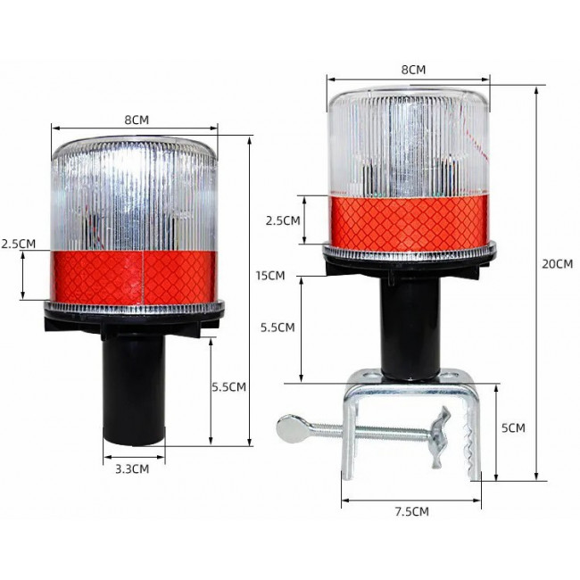 HTL-80200R-F ΗΛΙΑΚΟΣ ΦΑΡΟΣ ΣΗΜΑΝΣΗΣ- ΠΡΟΕΙΔΟΠΟΙΗΣΗΣ ΜΕ ΚΟΚΚΙΝΟ ΦΩΣ