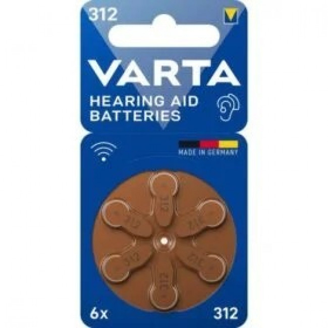 PR 312 ΜΠΑΤΑΡΙΕΣ ΑΚΟΥΣΤΙΚΩΝ ΒΑΡΗΚΟΪΑΣ 1.45V ΣΕΤ 6 ΤΕΜΑΧΙΩΝ VARTA