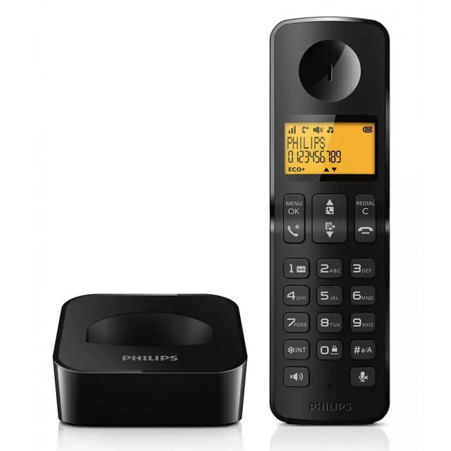 D 2601B-34 AΣΥΡΜΑΤΟ ΤΗΛΕΦΩΝΟ PHILIPS ΜΑΥΡΟ