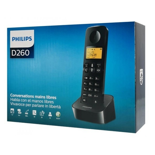D 2601B-34 AΣΥΡΜΑΤΟ ΤΗΛΕΦΩΝΟ PHILIPS ΜΑΥΡΟ