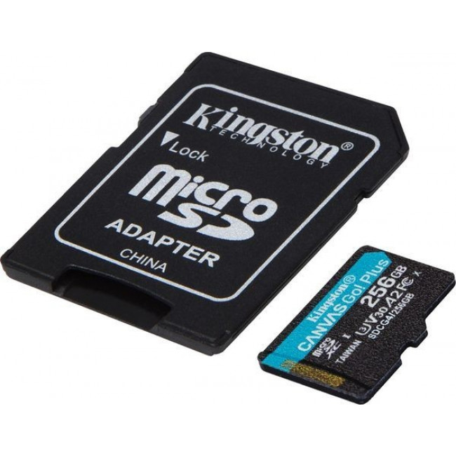 ΚΑΡΤΑ ΜΝΗΜΗΣ MICRO SD 256GB  U3 UHS-I V30 + SD ADAPTER KINGSTON CANVAS GO PLUS