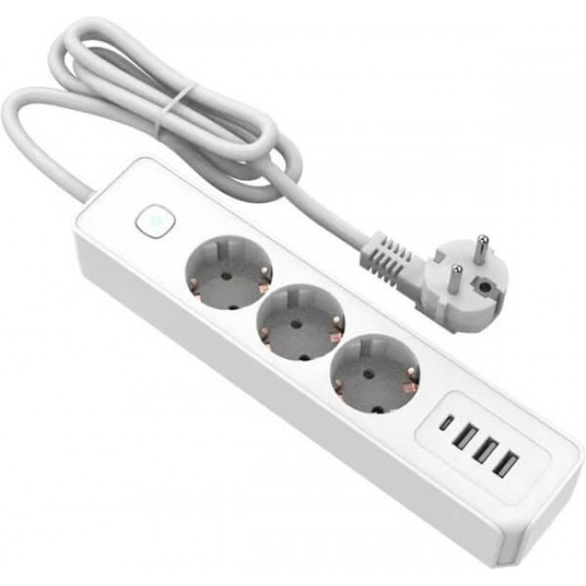 ΠΟΛΥΠΡΙΖΟ 3 ΘΕΣΕΩΝ + 4 USB ΜΕ ΠΡΟΣΤΑΣΙΑ ΥΠΕΡΤΑΣΗΣ ΛΕΥΚΟ