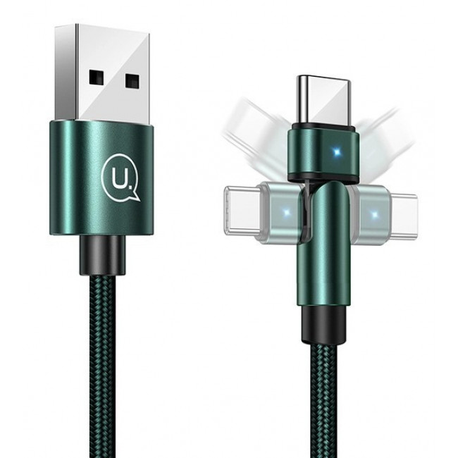 USB 2.0 A - USB TYPE C ΠΕΡΙΣΤΡΕΦΟΜΕΝΟ ΚΑΛΩΔΙΟ 1m 2A ΠΡΑΣΙΝΟ USAMS