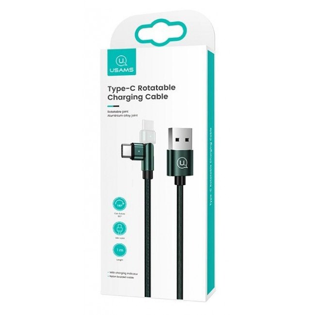 USB 2.0 A - USB TYPE C ΠΕΡΙΣΤΡΕΦΟΜΕΝΟ ΚΑΛΩΔΙΟ 1m 2A ΠΡΑΣΙΝΟ USAMS