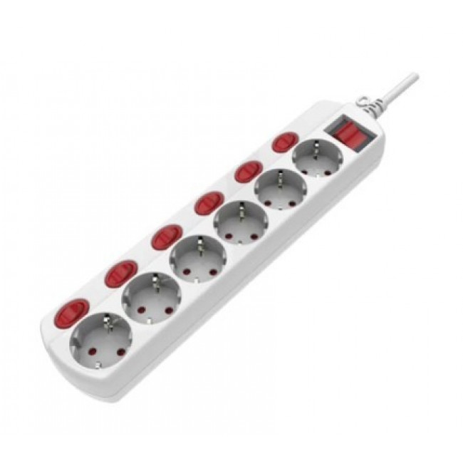 ΠΟΛΥΠΡΙΖΟ 6 ΘΕΣΕΩΝ ΜΕ ΠΡΟΣΤΑΣΙΑ+ 6x ΔΙΑΚΟΠΤΕΣ ΛΕΥΚΟ