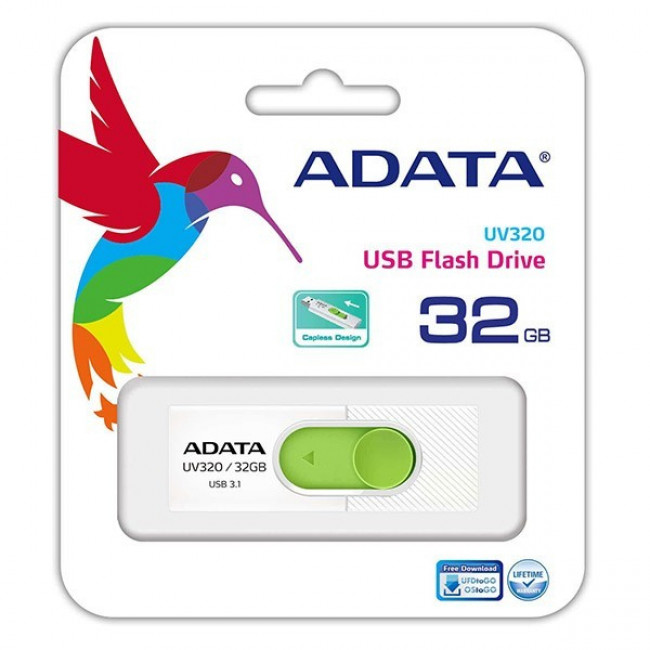 USB 3.2 ΜΝΗΜΗ 32GB ADATA AUV320 ΛΕΥΚΟ