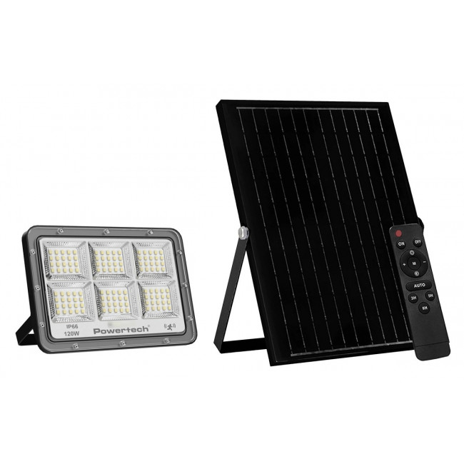 ΠΡΟΒΟΛΕΑΣ LED 120W ΜΕ ΗΛΙΑΚΟ ΠΑΝΕΛ 4000K 1500Lm IP66 + ΤΗΛΕΧΕΙΡΙΣΤΗΡΙΟ