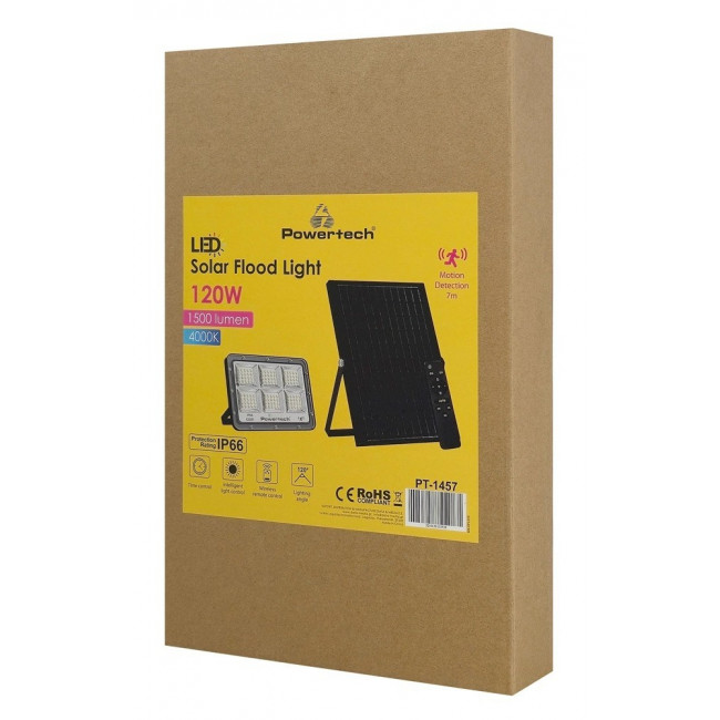 ΠΡΟΒΟΛΕΑΣ LED 120W ΜΕ ΗΛΙΑΚΟ ΠΑΝΕΛ 4000K 1500Lm IP66 + ΤΗΛΕΧΕΙΡΙΣΤΗΡΙΟ