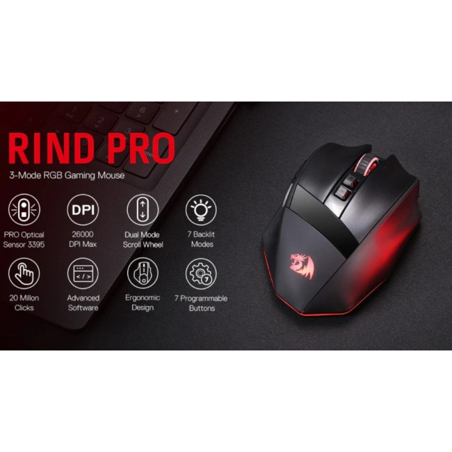 M813-RGB ΠΟΝΤΙΚΙ ΕΝΣΥΡΜATO GAMING ΠΡΟΓΡΑΜΜΑΤΙΖΟΜΕΝΟ RGB REDRAGON