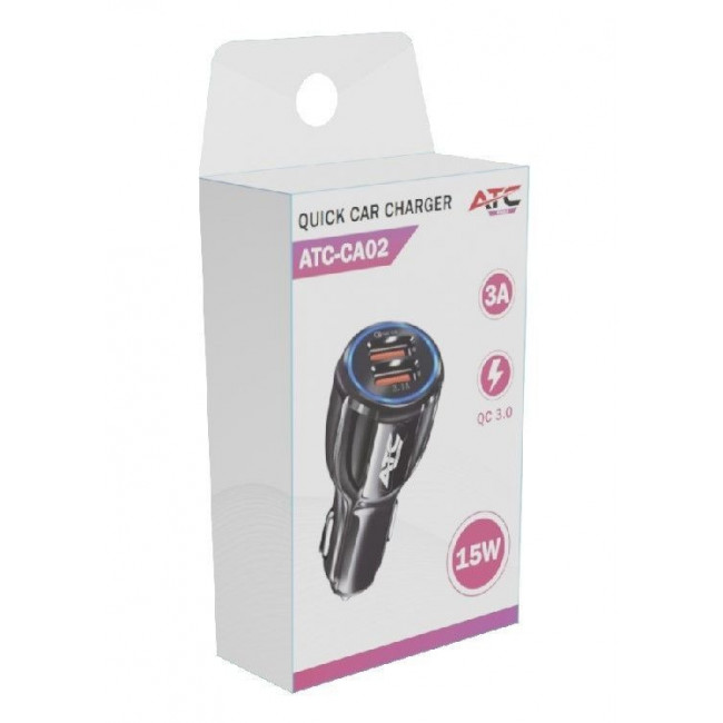 ΤΡΟΦΟΔΟΤΙΚΟ ΑΥΤΟΚΙΝΗΤΟΥ USBX2 QC3.0 15W ΜΑΥΡΟ