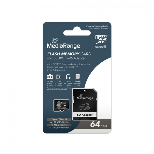 ΚΑΡΤΑ ΜΝΗΜΗΣ MICRO SD 64GB C10 MEDIARANGE