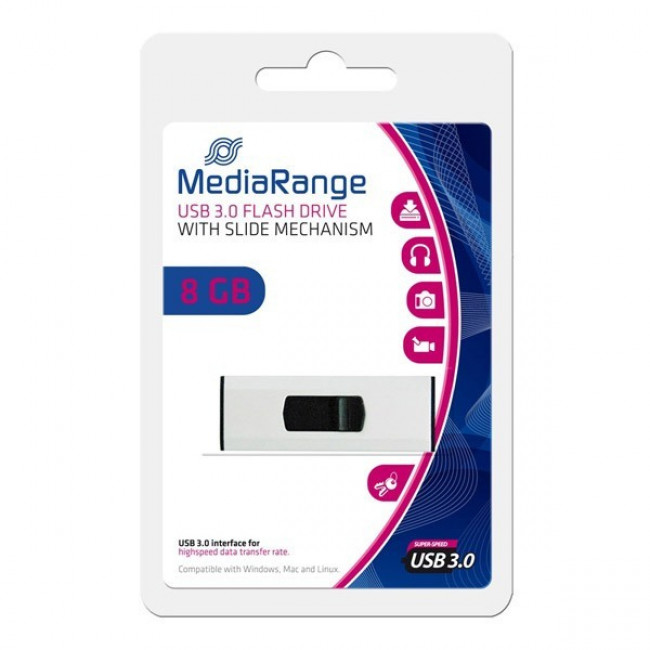 USB 3.0 ΜΝΗΜΗ 8GB ΑΣΗΜΙ MEDIARANGE MR914