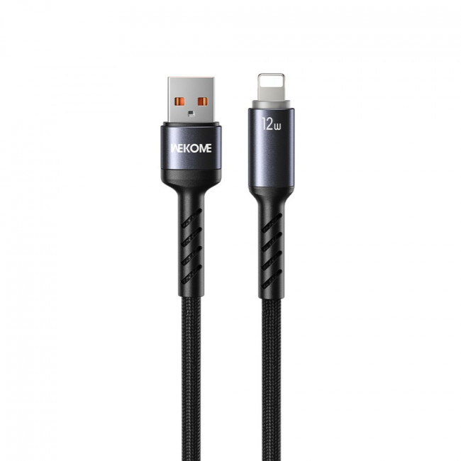 USB A - LIGHTNING ΚΑΛΩΔΙΟ ΜΕ LED ΓΙΑ iPHONE 1.2m 12W  ΜΑΥΡΟ WEKOME FAST WDC-C13i
