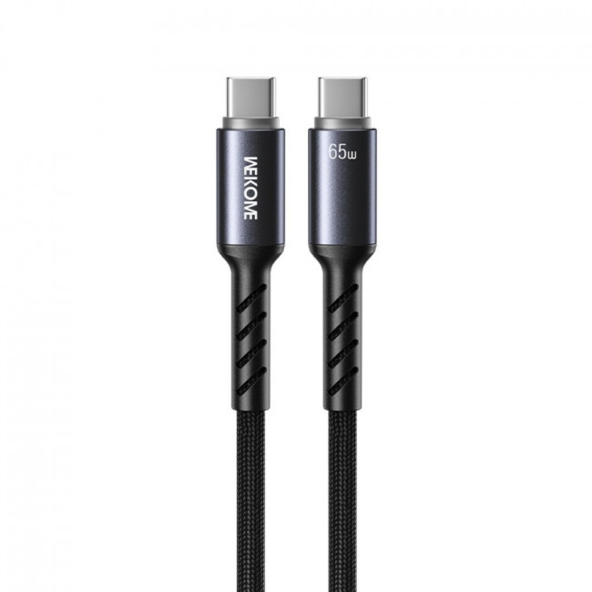 USB C - TYPE C ΚΑΛΩΔΙΟ ΜΕ LED ΓΙΑ iPHONE 1.2m 65W  ΜΑΥΡΟ WEKOME FAST WDC-C14