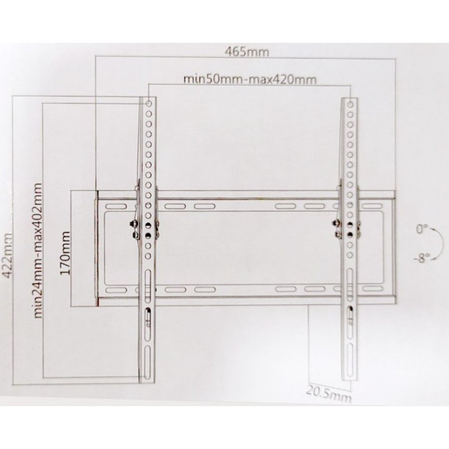 ATC-055 ΒΑΣΗ ΒΑΣΗ ΓΙΑ LCD 32"-65" ΜΕ ΚΛΙΣΗ 0°~-8°