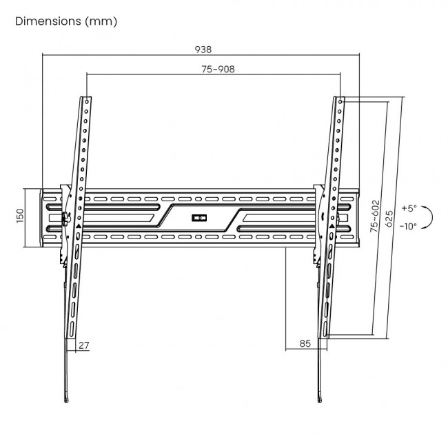PT-1368 ΒΑΣΗ ΓΙΑ LCD/LED TV 43-100" 75kg