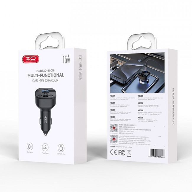 FM TRANSMITTER ΓΙΑ ΑΥΤΟΚΙΝΗΤΟ ΜΕ ΘΥΡΑ TYPE-C ΨΗΦΙΑΚΗ ΟΘΟΝΗ BT BCC18 XO