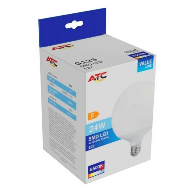 24W ΛΑΜΠΑ LED E27 G125 6500K ΨΥΧΡΟ ΛΕΥΚΟ