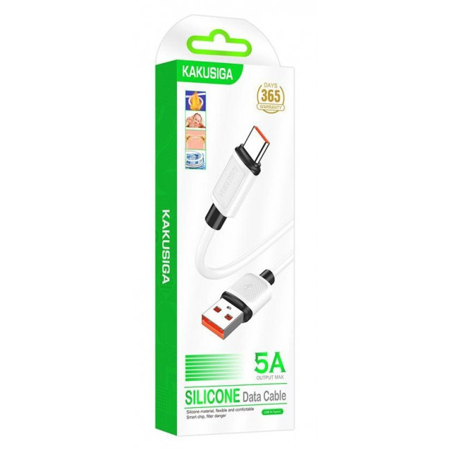 USB A - USB TYPE-C ΚΑΛΩΔΙΟ 1m 5A ΛΕΥΚΟ ΣΙΛΙΚΟΝΗΣ KAKUSIGA KSC-998