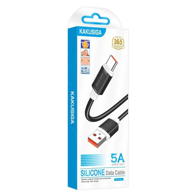 USB A - USB TYPE-C ΚΑΛΩΔΙΟ 1m 5A ΜΑΥΡΟ ΣΙΛΙΚΟΝΗΣ KAKUSIGA KSC-998