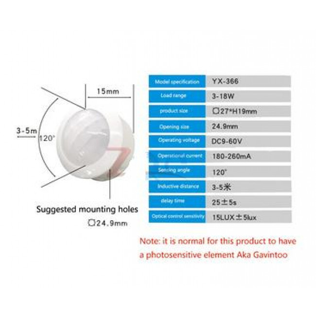 ΑΝΙΧΝΕΥΤΗΣ ΚΙΝΗΣΗΣ 9-60V 18W 4 ΚΑΛΩΔΙΩΝ