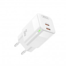 XO CE07 ΤΡΟΦΟΔΟΤΙΚΟ PD 220V ΣΕ 2xTYPE C 35W GaN ΛΕΥΚΟ