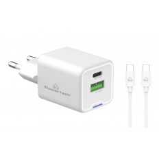 ΤΡΟΦΟΔΟΤΙΚΟ QC3.0 220V ΣΕ USB ΚΑΙ TYPE-C 33W GaN POWERTECH PT-1249