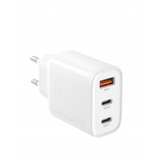 L 117 ΤΡΟΦΟΔΟΤΙΚΟ QC3.0 220V ΣΕ USB+ 2xTYPE C 45W XO ΛΕΥΚΟ