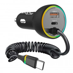 ATC-CA08 ΦΟΡΤΙΣΤΗΣ ΑΥΤΟΚΙΝΗΤΟΥ USB-A+ 2xTYPE-C 70W ΜΕ LED DISPLAY ΜΑΥΡΟΣ