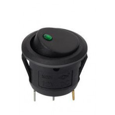 ΔΙΑΚΟΠΤΗΣ ΚΟΥΝΙΑΣ ON-OFF ΣΤΡΟΓΓΥΛΟΣ ΜΑΥΡΟΣ ME LED ΠΡΑΣΙΝΟ 20A/12VDC