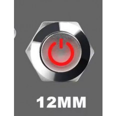 ΔΙΑΚΟΠΤΗΣ ΠΑΤΗΤΟΣ ΦΩΤΙΖΟΜΕΝΟΣ 12mm  ΚΟΚΚΙΝΟΣ  NICKEL ΑΔΙΑΒΡΟΧΟΣ ΟΝ-OFF 5-24V/3Α