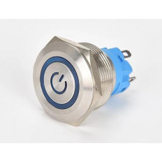 ΔΙΑΚΟΠΤΗΣ ΠΑΤΗΤΟΣ ΦΩΤΙΖΟΜΕΝΟΣ 16mm ΜΠΛΕ  NICKEL ΑΔΙΑΒΡΟΧΟΣ ΟΝ-OFF 12V/5Α