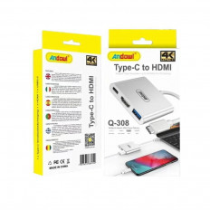 ΜΕΤΑΤΡΟΠΕΑΣ 3 IN 1 ΑΠΟ TYPE-C ΑΡΣΕΝΙΚΟ ΣΕ HDMI & USB & TYPE-C ΘΗΛΥΚΑ