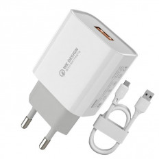 ΤΡΟΦΟΔΟΤΙΚΟ QC3.0 220V ΣΕ USB 18W ΤΑΧΥΦΟΡΤΙΣΤΗΣ  ΜΕ TYPE-C USB WP-U57