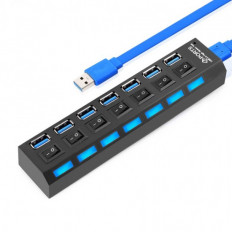 USB 3.0 HUB 1:7 ΜΕ ΔΙΑΚΟΠΤΕΣ, ΚΑΛΩΔΙΟ 50cm DESING KO283