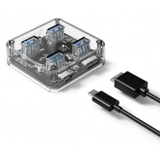 USB 3.0 HUB 1:4 5Gbps ΔΙΑΦΑΝΟ ΜΕ ΚΑΛΩΔΙΟ 1m ORICO