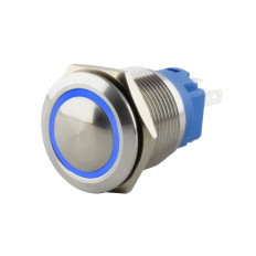 ΜΠΟΥΤΟΝ PUSH-ON (9-24VDC) ΦΩΤΙΖΟΜΕΝΟΣ 16mm ΜΠΛΕ NICKEL ΑΔΙΑΒΡΟΧΟ