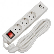 ΠΟΛΥΠΡΙΖΟ 3 ΘΕΣΕΩΝ+2xUSB-A+TYPE-C ΜΕ ΔΙΑΚΟΠΤΗ & ΚΑΛΩΔΙΟ 3x1.5mm/1.5m