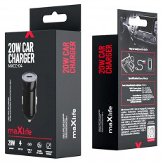 MXCC 04 ΤΡΟΦΟΔΟΤΙΚΟ ΑΥΤΟΚΙΝΗΤΟΥ PD 3.0 TYPE-C 20W MAXLIFE ΜΑΥΡΟ