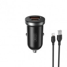 ΤΡΟΦΟΔΟΤΙΚΟ ΑΥΤΟΚΙΝΗΤΟΥ 1 USB 1 TYPE C 30W XO CC56 ΜΑΥΡΟ  ΜΕ ΚΑΛΩΔΙΟ LIGHTING 1m