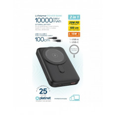 POWER BANK ΜΕ ΑΣΥΡΜΑΤΗ ΦΟΡΤΙΣΗ 15W + 20W PD PLATINET ΜΑΥΡΟ