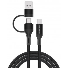 USB C - USB TYPE-C + USB A ΚΑΛΩΔΙΟ 1.5m 60W ΜΑΥΡΟ POWERTECH