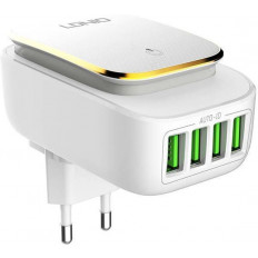 ΤΡΟΦΟΔΟΤΙΚΟ 220V 4xUSB 22W QC3.0 ΛΕΥΚΟ+ΦΩΤΑΚΙ ΝΥΚΤΟΣ LDNIO A4405