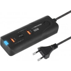 ΤΑΧΥΦΟΡΤΙΣΤΗΣ ΜΕ ΚΑΛΩΔΙΟ 220V 2 USB QC3.0+2 USB TYPE C  60W EZC109
