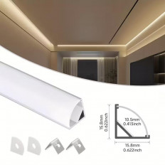 ΠΡΟΦΙΛ ΑΛΟΥΜΙΝΙΟΥ 1m ME MAT ΚΑΛΥΜΜΑ ΓΙΑ ΤΑΙΝΙΑ LED ΓΩΝΙΑΚΟ