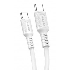 USB TYPE-C - USB TYPE-C ΚΑΛΩΔΙΟ 1m 60W ΣΙΛΙΚΟΝΗΣ ΛΕΥΚΟ