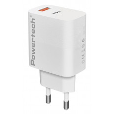 ΤΡΟΦΟΔΟΤΙΚΟ QC3.0 220V ΣΕ USB ΚΑΙ TYPE-C 20W ΤΑΧΥΦΟΡΤΙΣΤΗΣ GAN ΛΕΥΚΟ POWERTECH
