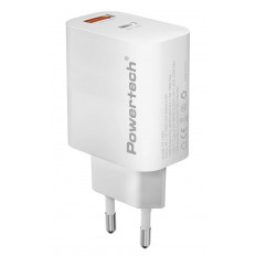 ΤΡΟΦΟΔΟΤΙΚΟ QC3.0 220V ΣΕ USB + TYPE C 20W GaN ΤΑΧΥΦΟΡΤΙΣΤΗΣ POWERTECH PT-1493 ΛΕΥΚΟ