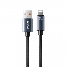 USB A - LIGHTNING ΚΑΛΩΔΙΟ ΜΕ LED ΓΙΑ iPHONE 1.2m 12W  ΜΑΥΡΟ WEKOME FAST WDC-C63i